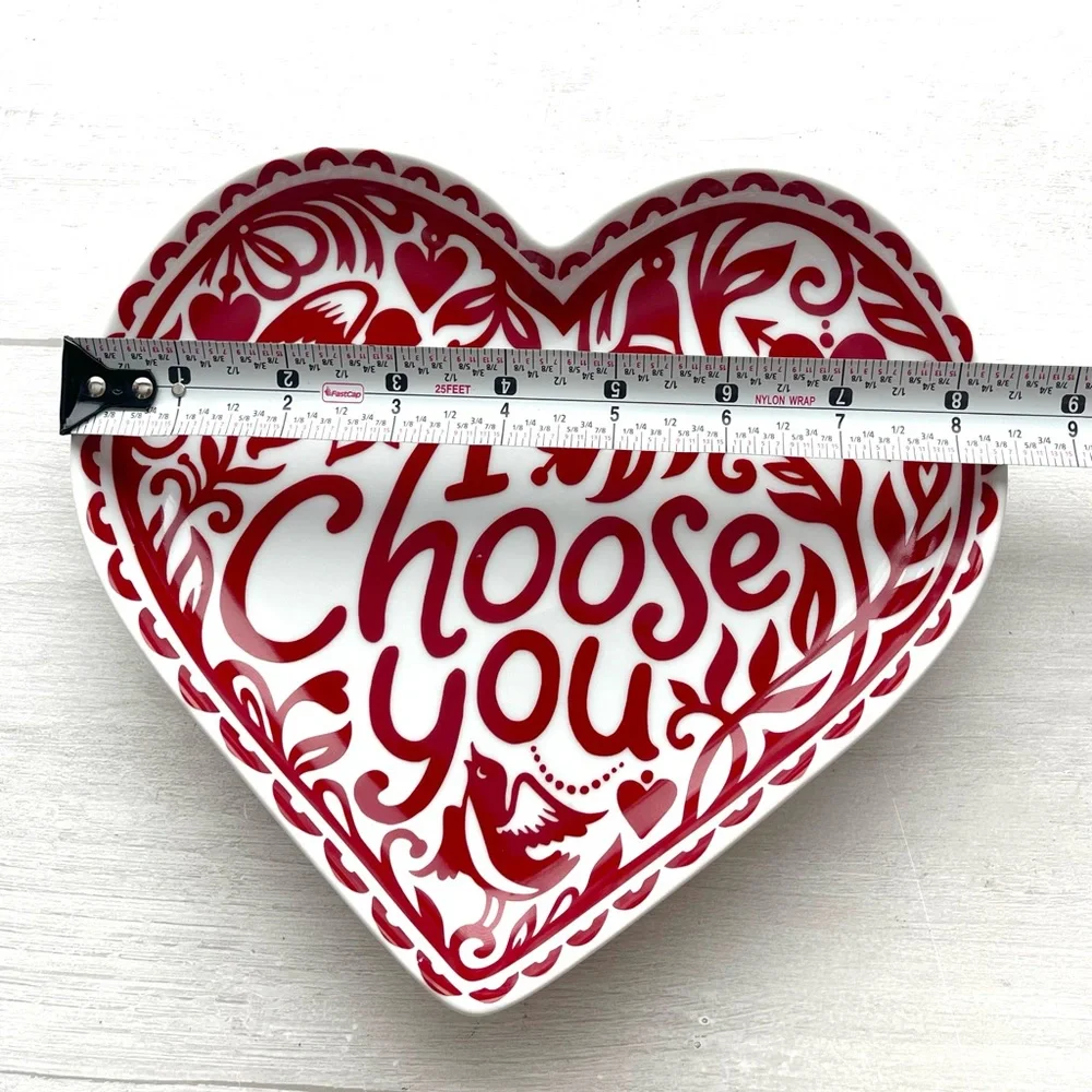 CRATE & BARREL KATE FORRESTER “I CHOOSE YOU” Ceramic Heart Plate VALENTINES DAY